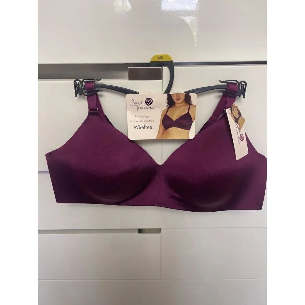 Secret Treasures Burgundy Full Coverage Back & Side Smoothing Wirefree Bra 42C